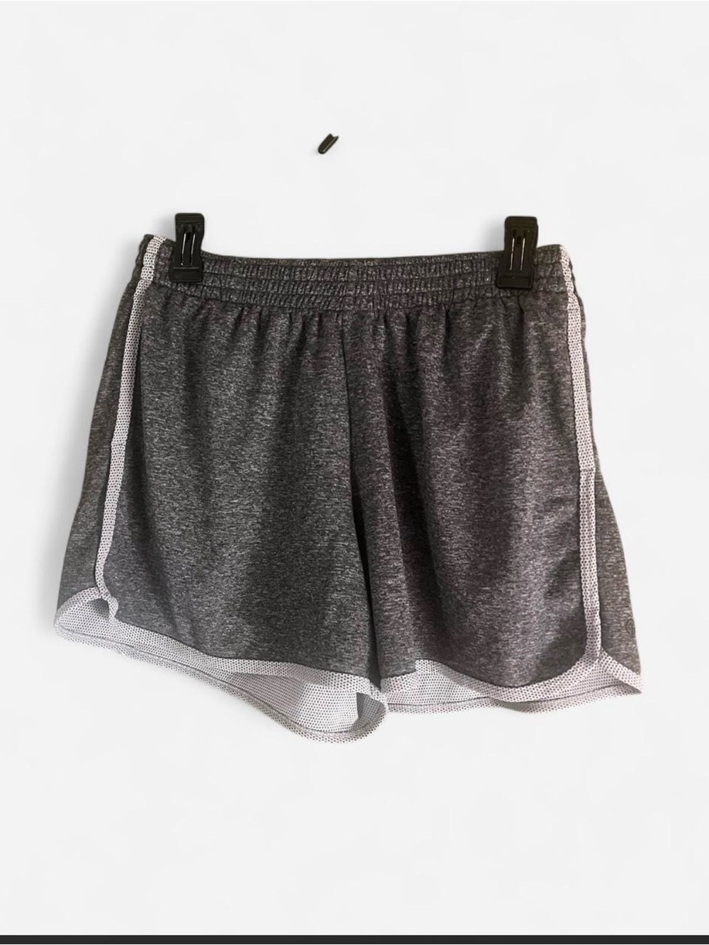 Champion Women's Dark Gray Athletic Shorts with White Mesh Trim
